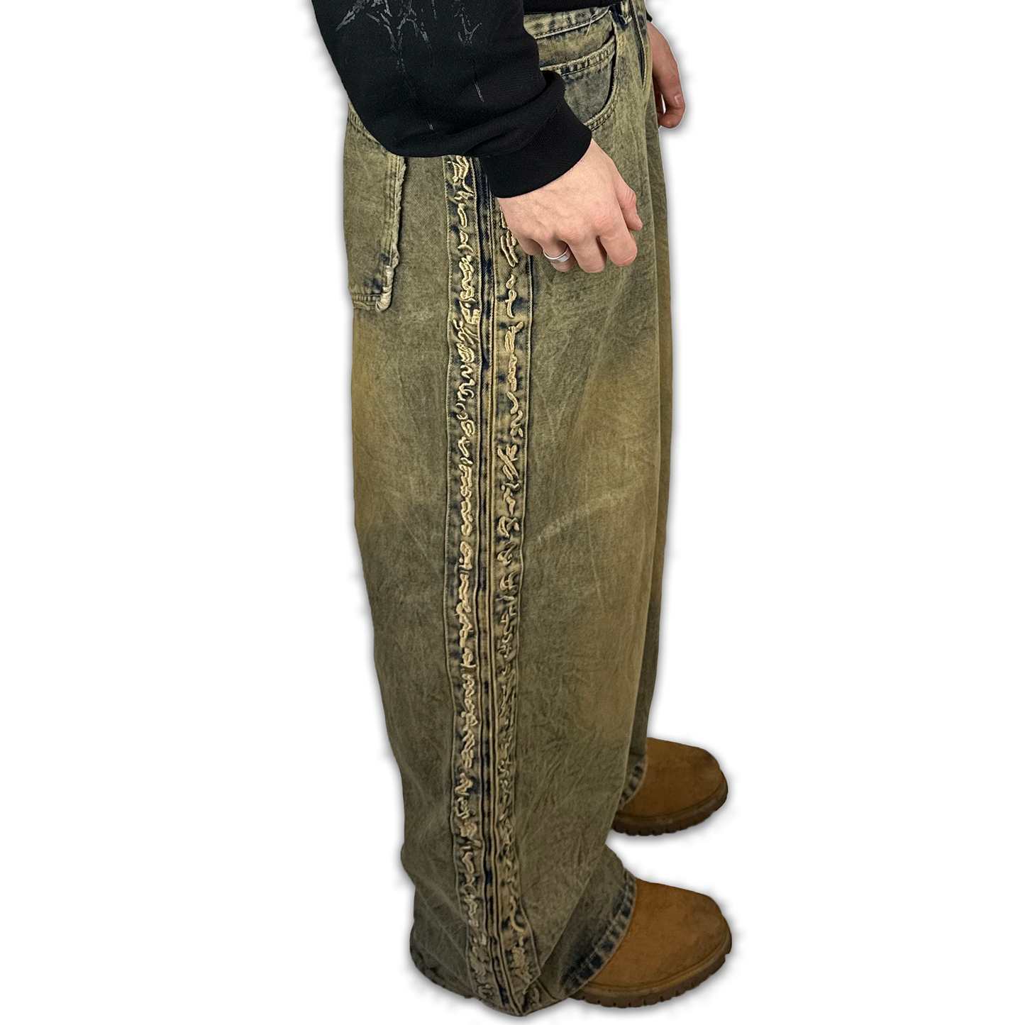 Vintage-wash Track Jeans