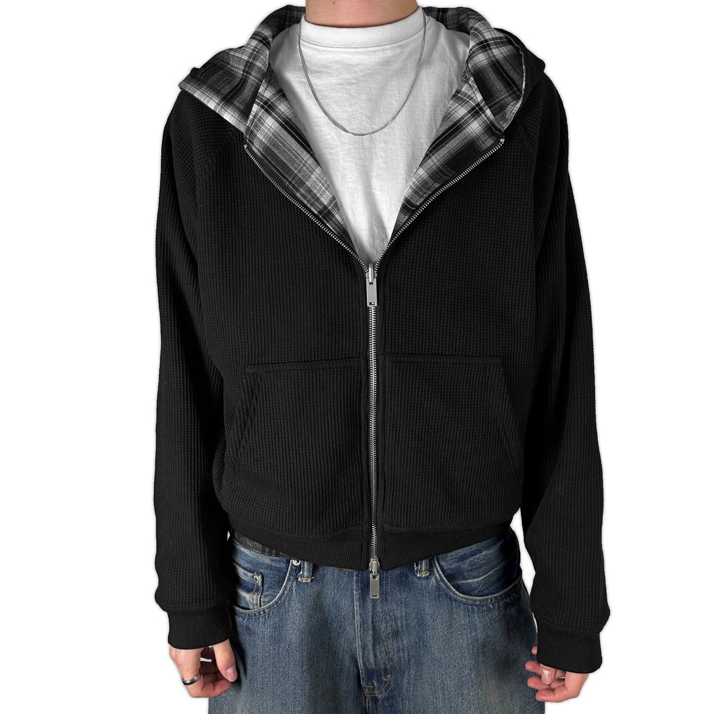 Black Flannel Hoodie