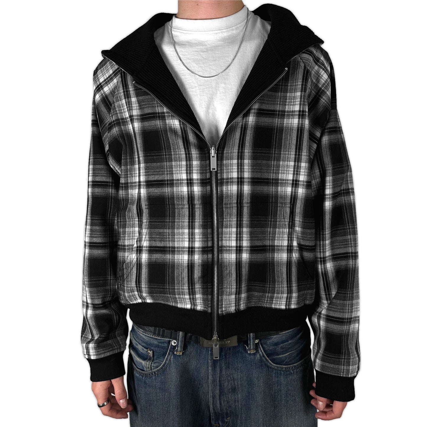 Black Flannel Hoodie